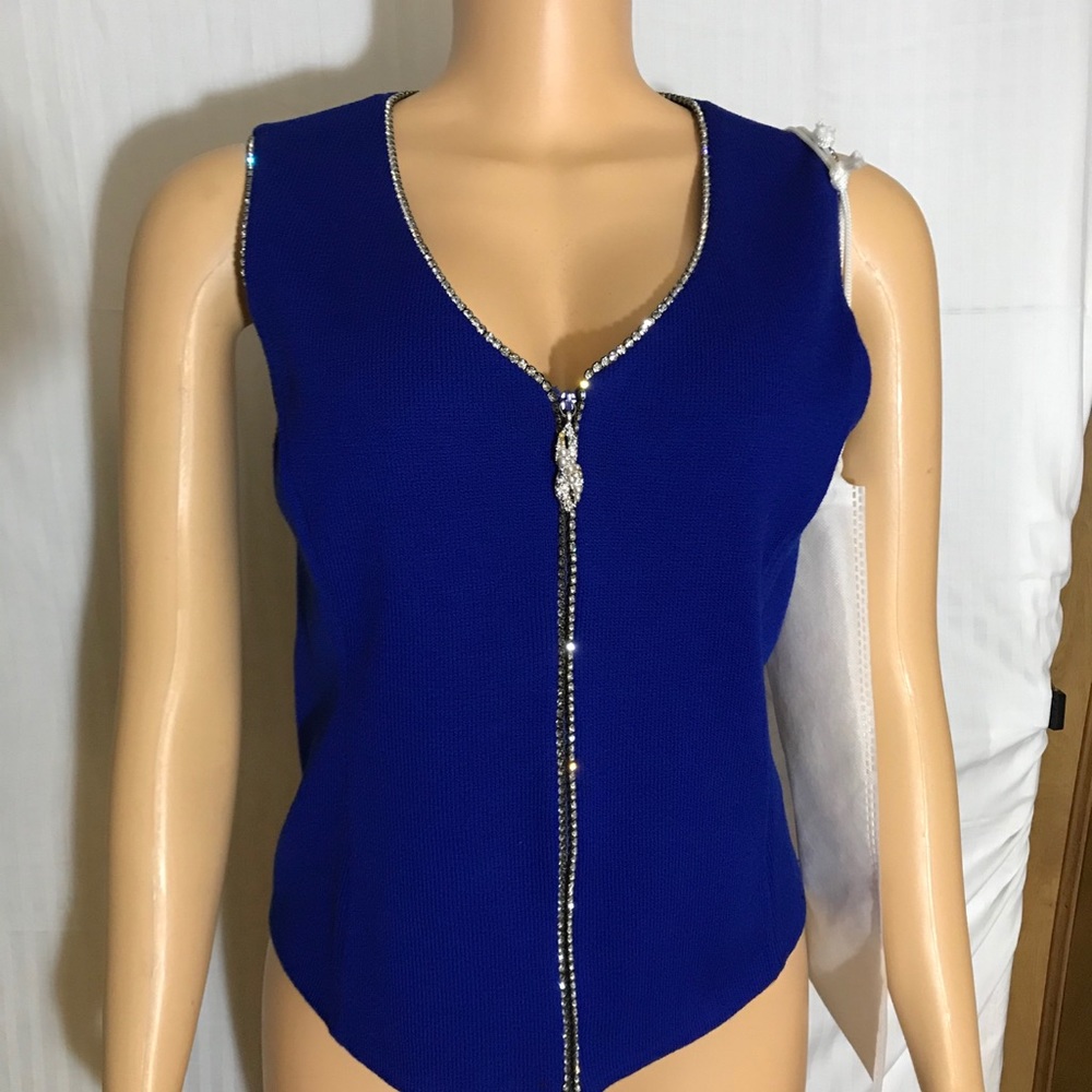 St John Evening By Marie Gray Blue Zip Blouse